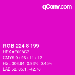 カラーコード: RGB 224 8 199 | qconv.com