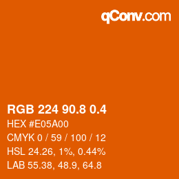 カラーコード: RGB 224 90.8 0.4 | qconv.com