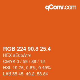 カラーコード: RGB 224 90.8 25.4 | qconv.com