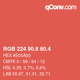 カラーコード: RGB 224 90.8 80.4 | qconv.com