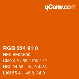 Color code: RGB 224 91 0 | qconv.com