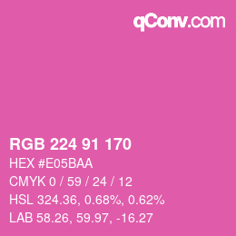 Color code: RGB 224 91 170 | qconv.com