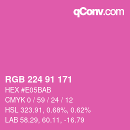 Color code: RGB 224 91 171 | qconv.com