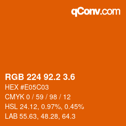 カラーコード: RGB 224 92.2 3.6 | qconv.com