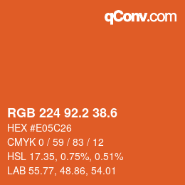 カラーコード: RGB 224 92.2 38.6 | qconv.com