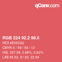 カラーコード: RGB 224 92.2 98.6 | qconv.com