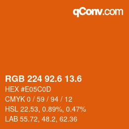 カラーコード: RGB 224 92.6 13.6 | qconv.com