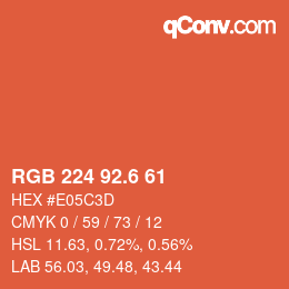 カラーコード: RGB 224 92.6 61 | qconv.com