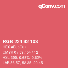 颜色代码: RGB 224 92 103 | qconv.com
