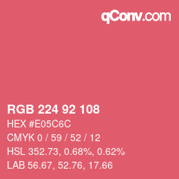 颜色代码: RGB 224 92 108 | qconv.com