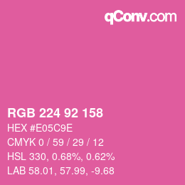 颜色代码: RGB 224 92 158 | qconv.com