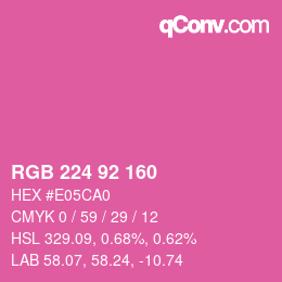 颜色代码: RGB 224 92 160 | qconv.com