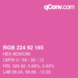 颜色代码: RGB 224 92 165 | qconv.com