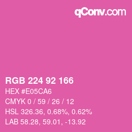 颜色代码: RGB 224 92 166 | qconv.com