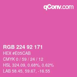 颜色代码: RGB 224 92 171 | qconv.com