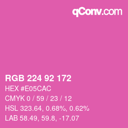 颜色代码: RGB 224 92 172 | qconv.com