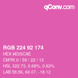 颜色代码: RGB 224 92 174 | qconv.com