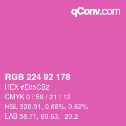 颜色代码: RGB 224 92 178 | qconv.com