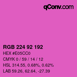 カラーコード: RGB 224 92 192 | qconv.com
