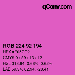颜色代码: RGB 224 92 194 | qconv.com