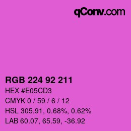 颜色代码: RGB 224 92 211 | qconv.com