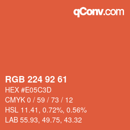 カラーコード: RGB 224 92 61 | qconv.com