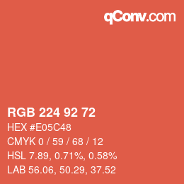 颜色代码: RGB 224 92 72 | qconv.com