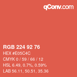 カラーコード: RGB 224 92 76 | qconv.com