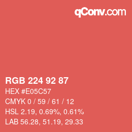 Color code: RGB 224 92 87 | qconv.com