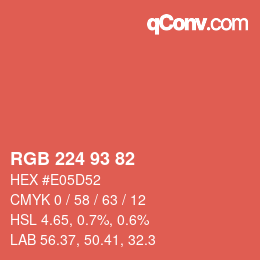 Color code: RGB 224 93 82 | qconv.com