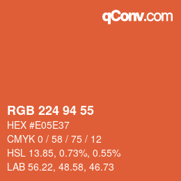 Color code: RGB 224 94 55 | qconv.com