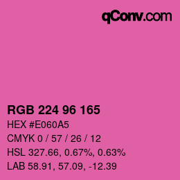 カラーコード: RGB 224 96 165 | qconv.com