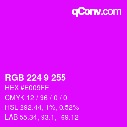 Color code: RGB 224 9 255 | qconv.com