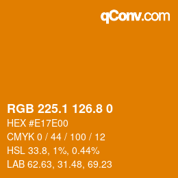 Farbcode: RGB 225.1 126.8 0 | qconv.com