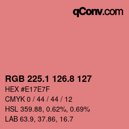 カラーコード: RGB 225.1 126.8 127 | qconv.com