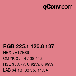 カラーコード: RGB 225.1 126.8 137 | qconv.com