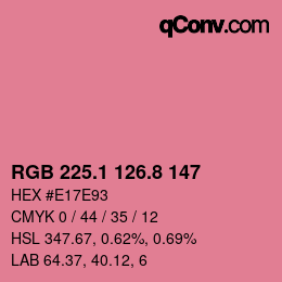 カラーコード: RGB 225.1 126.8 147 | qconv.com