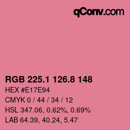 カラーコード: RGB 225.1 126.8 148 | qconv.com
