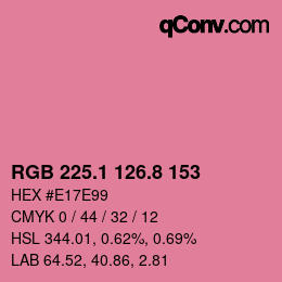 カラーコード: RGB 225.1 126.8 153 | qconv.com