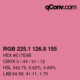 カラーコード: RGB 225.1 126.8 155 | qconv.com