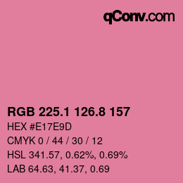 カラーコード: RGB 225.1 126.8 157 | qconv.com