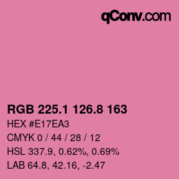 カラーコード: RGB 225.1 126.8 163 | qconv.com