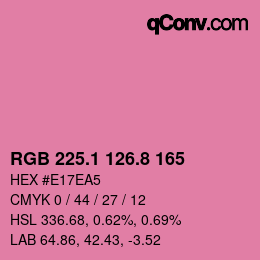 カラーコード: RGB 225.1 126.8 165 | qconv.com