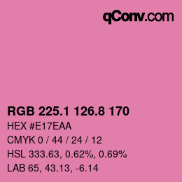 カラーコード: RGB 225.1 126.8 170 | qconv.com