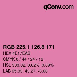 カラーコード: RGB 225.1 126.8 171 | qconv.com