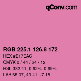 カラーコード: RGB 225.1 126.8 172 | qconv.com