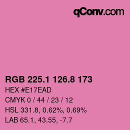 カラーコード: RGB 225.1 126.8 173 | qconv.com