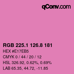 カラーコード: RGB 225.1 126.8 181 | qconv.com
