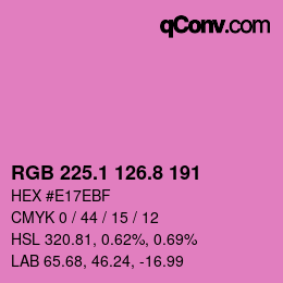 カラーコード: RGB 225.1 126.8 191 | qconv.com