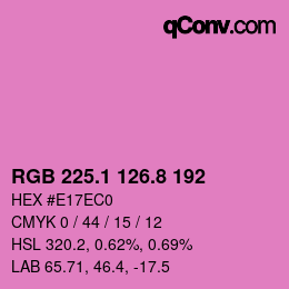 カラーコード: RGB 225.1 126.8 192 | qconv.com